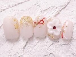 和柄フラワー金箔ラメ￥9000