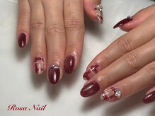 ローザネイル(Rosa Nail)/ビジュー×チェック