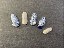 グラマーネイル(Glamor nail)/ツイード×ブルー