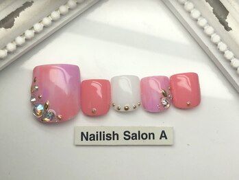 ネイリッシュサロン エー(Nailish Salon A)/ピンクフットネイル