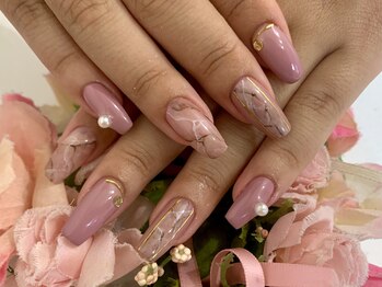 ネイルサロン ドレス(Nail Salon Dress)/［坂田］大理石×ピンク:）