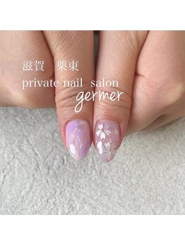 ジェルメ(germer)/紫ベースの桜ネイル！