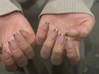 アース コアフュールボーテ 佐久平店(EARTH coiffure beaute)/ガラスフレンチネイル 7500円