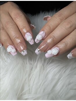 フラワーズネイル(flowers nail)/ベビーピンクのワンホンネイル