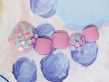ネイルライフ(NailLife)/マット×パステルハートフット