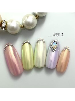 ネイルサロン アンリタ(nail salon AneRita)/春☆パステル5色ミラーネイル