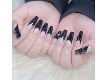 ハラ(Hara)/黒フレンチ　ピンク　