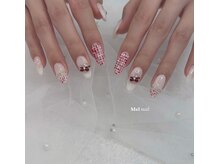メル ネイル(Mel nail)/赤のツイードネイル