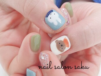 サク(saku)の写真/ネイリスト協会認定講師による繊細な手描きアートを堪能♪持込み・ロゴアート、ライブネイル等お任せ下さい