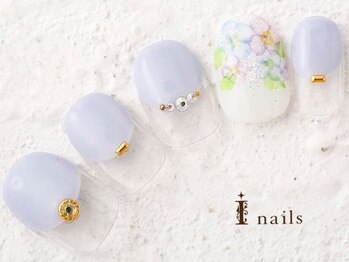 アイネイルズ 横浜WEST店(I-nails)/紫陽花丸フレンチネイル　8480円