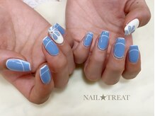 ネイルトリート 茨木駅前店(NAIL TREAT)/囲みフレンチラインぷっくりお花