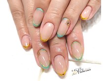 アンティクイーン(Antiqueen)/ターコイズとゴールド細フレンチ