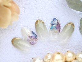 水彩フラワー☆くすみヌーディー