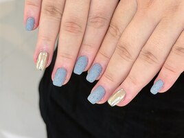 サンディブルー×ミラーネイル
