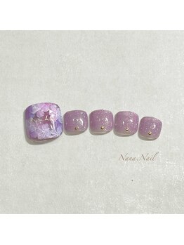 ナナネイル(Nana.Nail)/大人パープル×フラワーネイル