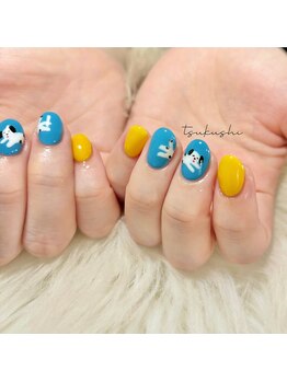 ツクシ 河原町(tsukushi)の写真/【4本アート¥7400】キレイなフォルムで満足感◎深爪・短い爪もスラっと美しく♪モチも抜群！