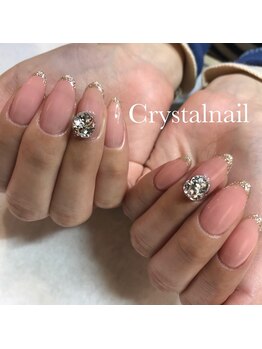 クリスタルネイル ボンベルタ橘店(CRYSTAL NAIL)/ワンカラー×ビジュー