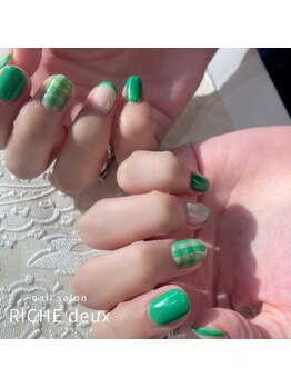 リッシュ ドゥ(RICHE deux)/グリーン&ギンガムチェック