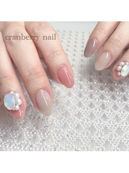 クランベリーネイル 代官山 恵比寿(cranberry nail)/ワンカラー&ビジューネイル
