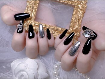 スカルプ長さだし4本アート