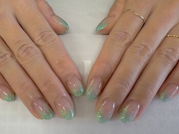 ディーネイル 池袋(D-nail)/【稗田】エメラルドラメグラデ