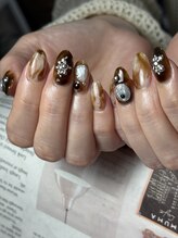 ネイルセッション(nail session)/べっこうマーブルニュアンス