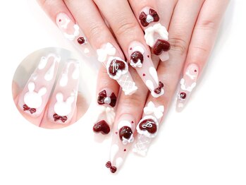 ネイルコレクション ピンク(Nail Collection Pink)/ガーリー★3Dハート:リボン♪