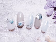 ネイルサロン ロゼプリュム/水滴が輝く初夏の紫陽花ネイル