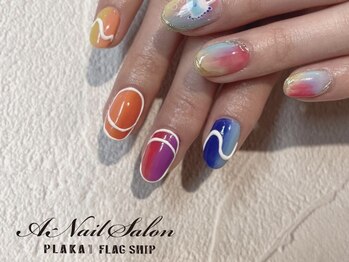 エーネイルサロン プラーカ本店(A-Nail Salon)/カラフルアシメネイル