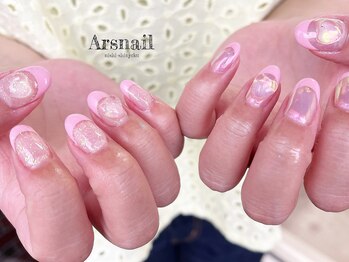 アルスネイル(Ars nail)/グリッターミラーフレンチネイル