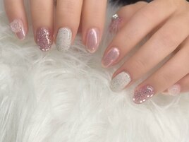 ミラーネイル/ピンクネイル