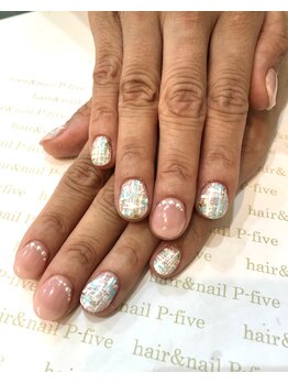 ヘアアンドネイル ピーファイブ(P-five)/ジェリップネイルにツイード柄♪