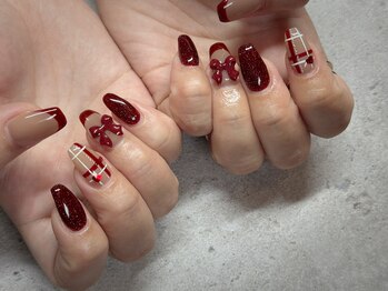 ナナネイル(7.Nail)/冬のチェック柄(有料パーツ有)