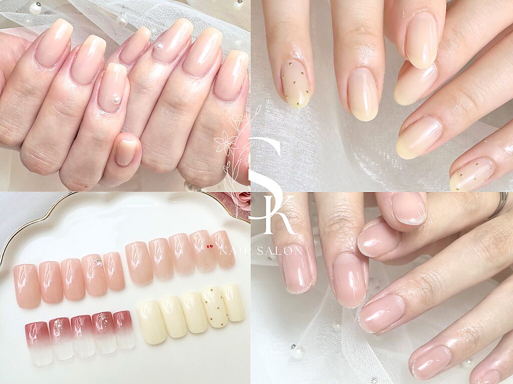 オフィスネイル◆定額【シンプルコース】ワンカラー片手1本ずつビジュー\5800