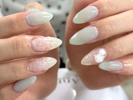 ミントグリーン×レース