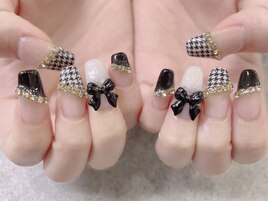 モノトーン千鳥柄フレンチ