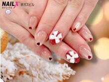 ネイリックス 栄ガスビル(NAILX)/赤ネイル.ハート×リボン