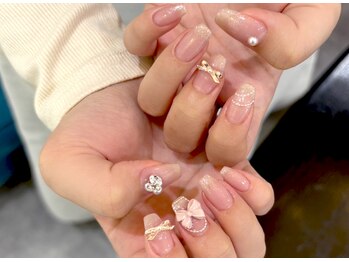 ネイルマジック 仙台一番町店(NAIL MAJIC)/リボンネイル×ワンホンネイル