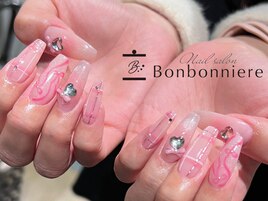 ピンクチェックネイル