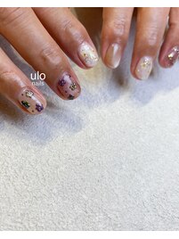 てがきメタリックフラワーネイル