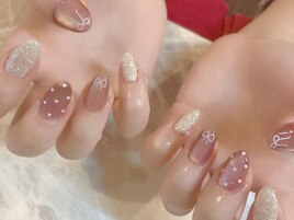 ちゅるんベージュ×リボンハート