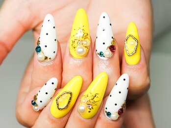 エムネイル(M-Nail)/★イエロー×ドットネイル★