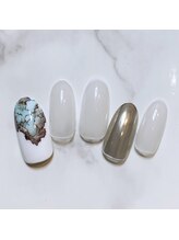 アラ ウィー ナッティー ネイル 北千住店(Aala wi Natty nail)/turquoise×white