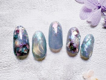 ネイルサロン ロゼプリュム/幻想的な雨夜のオーロラ紫陽花