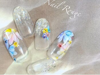 ネイルルージュ(Nail Rouge)/カラフルフラワーネイル