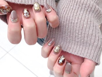 ネイルマジック 仙台一番町店(NAIL MAJIC)/大きめパーツ×もやもやネイル