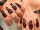 長さだし/ワンカラー/黒ネイル