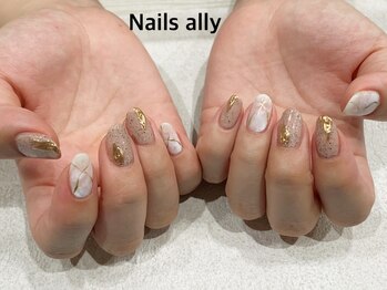 ネイルズアリー 立川店(Nails ally)/サンドジェル×もやもや×サマー