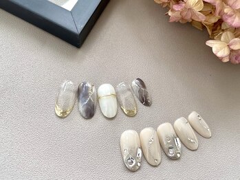 ネイルサロン ジョアアンジェ 天王寺店(joie ange)/パーツ　上品　ミラーフレンチ