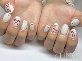 ネイルスペース ジェイズ ピンキー(NAIL SPACE J's PINKY)/砂ジェルリボン